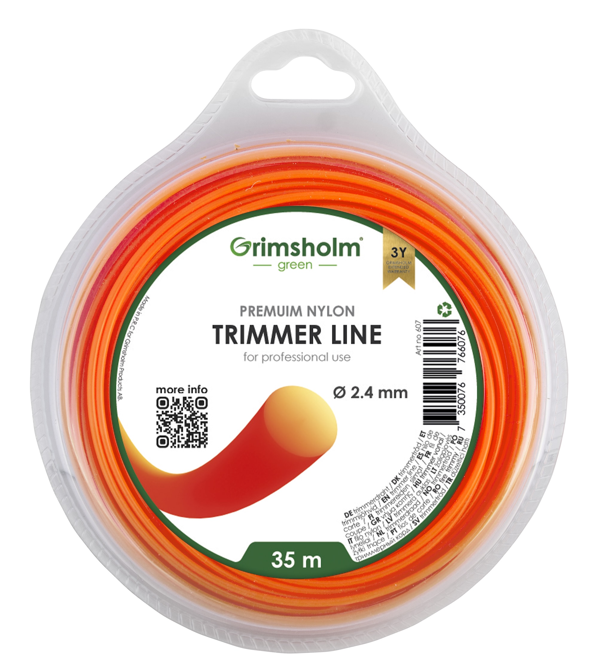 Grimsholm Trimmertåd Rund Orange 2,4mm 35m