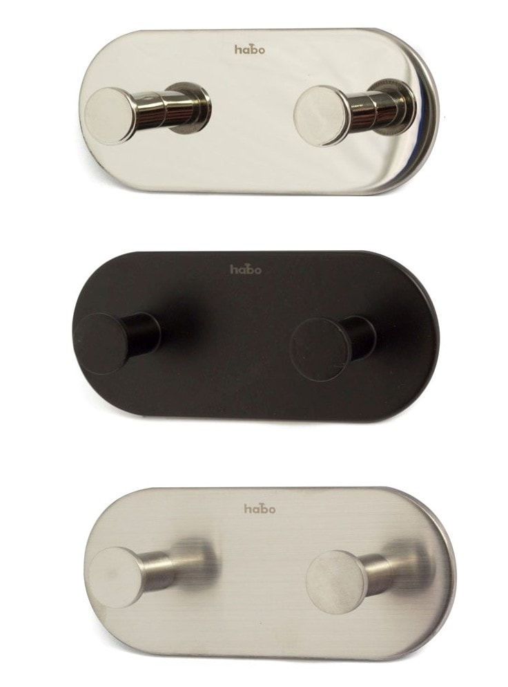 Habo Gentle Håndklædekrog Dobbelt Rund Selvklæbende Rustfri