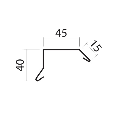 Scan sternkapsel 1D skrå med 4 hjørneklip blank alu 40 x 45 x 15 x 1000 mm