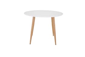 Venture Design Plaza spisebord i hvid og eg Ø100 cm