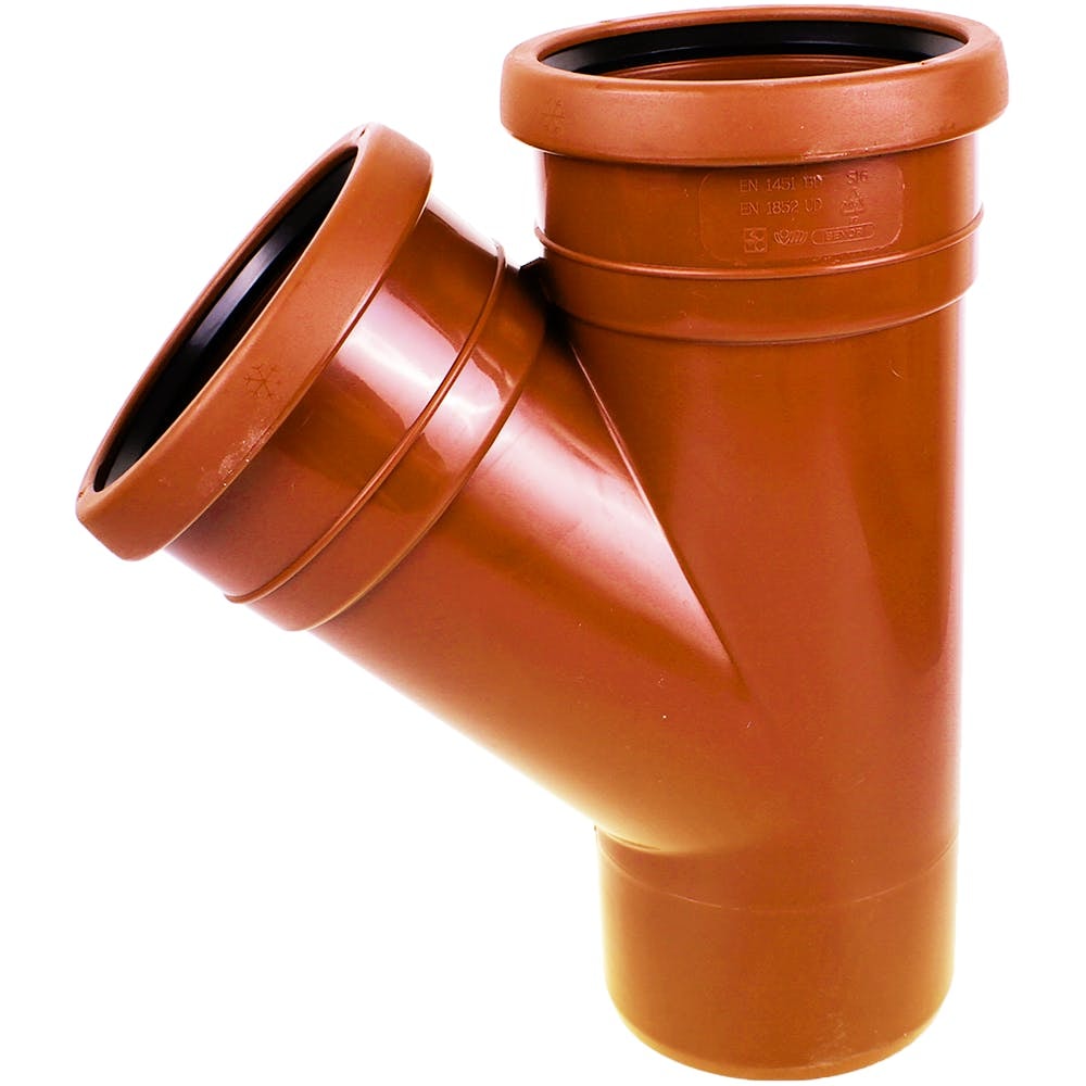 110/110 45 gr PVC kloak grenrør med fast gummiring