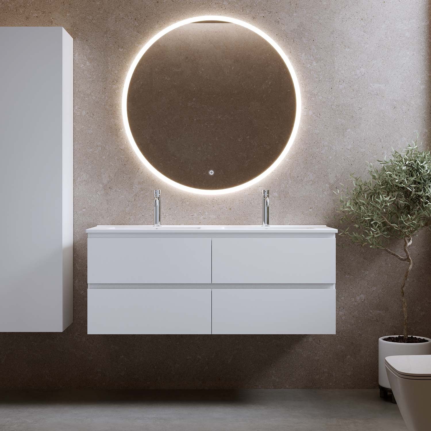 Bathlife møbelpakke mat hvid med vaskeskab og håndvask