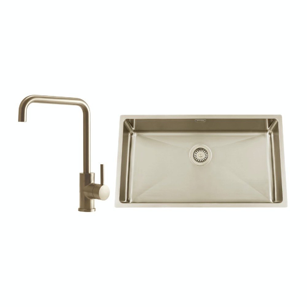 Nordic Tech Titan 730 X køkkenvask sort med PS Square Shadow armatur