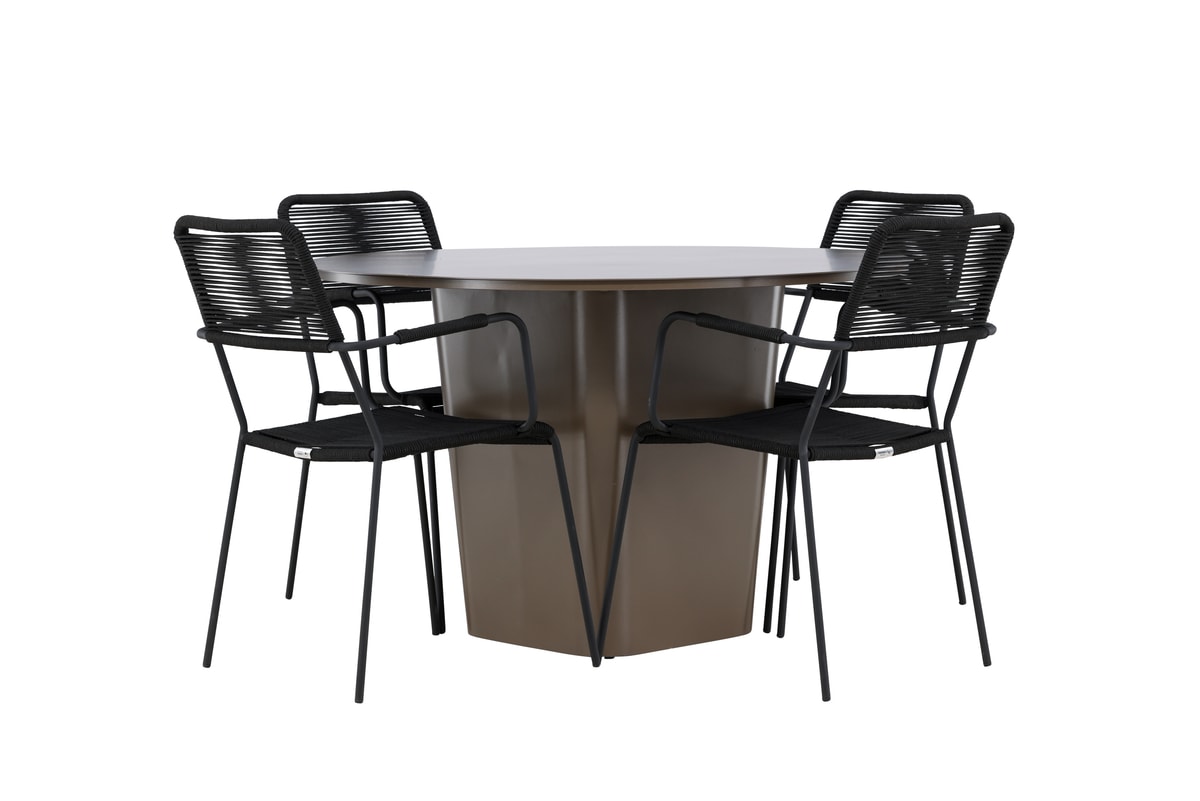 Venture Design Santa Fe & Lindos møbelsæt med bord og 4 stole i sort