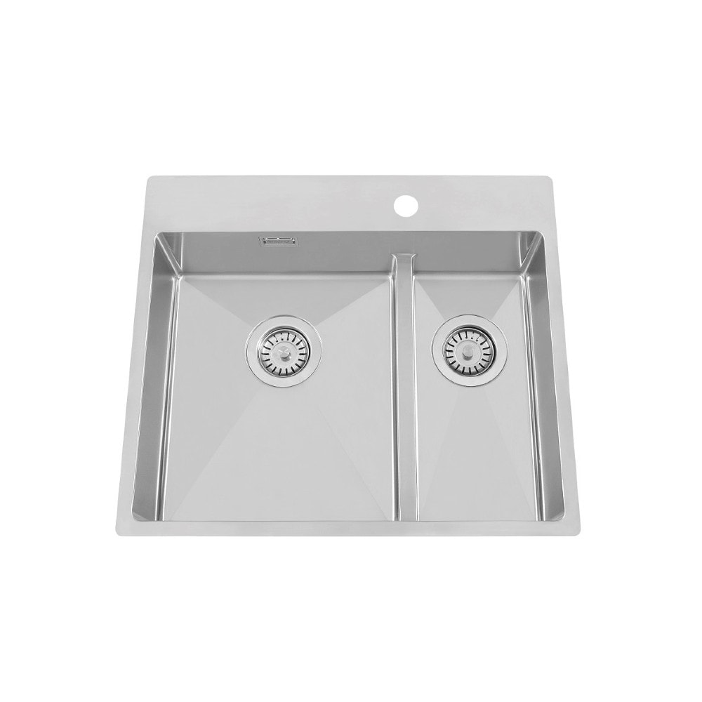 Nordic Tech Radius 60 KV BX Nickel køkkenvask i stål med armaturhul