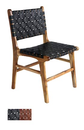 House Nordic Perugia spisebordsstol i lys teak med sort læder