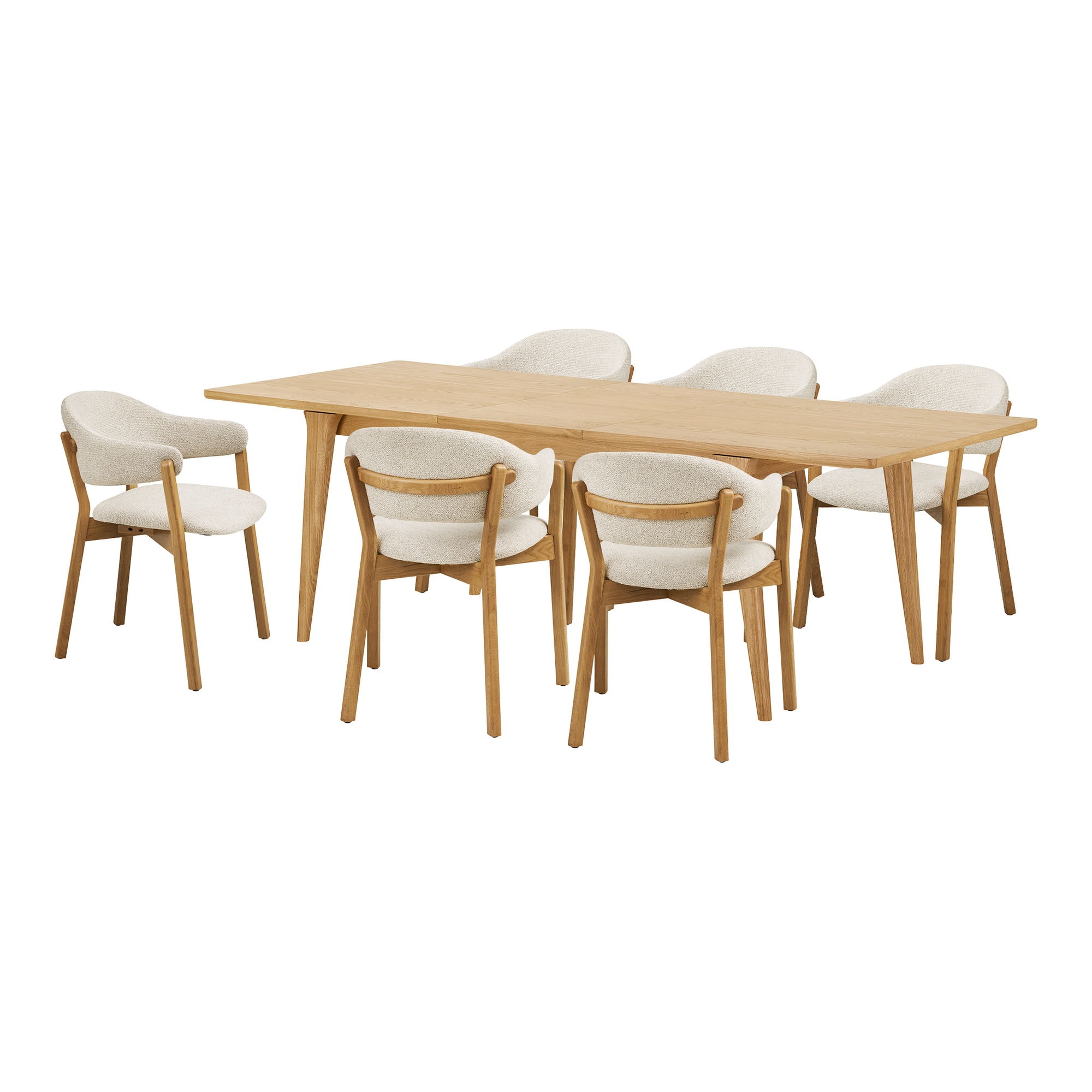 House Nordic Darwin og Dunkirk spisebordssæt - spisebord og 6 spisebordsstole natur/beige