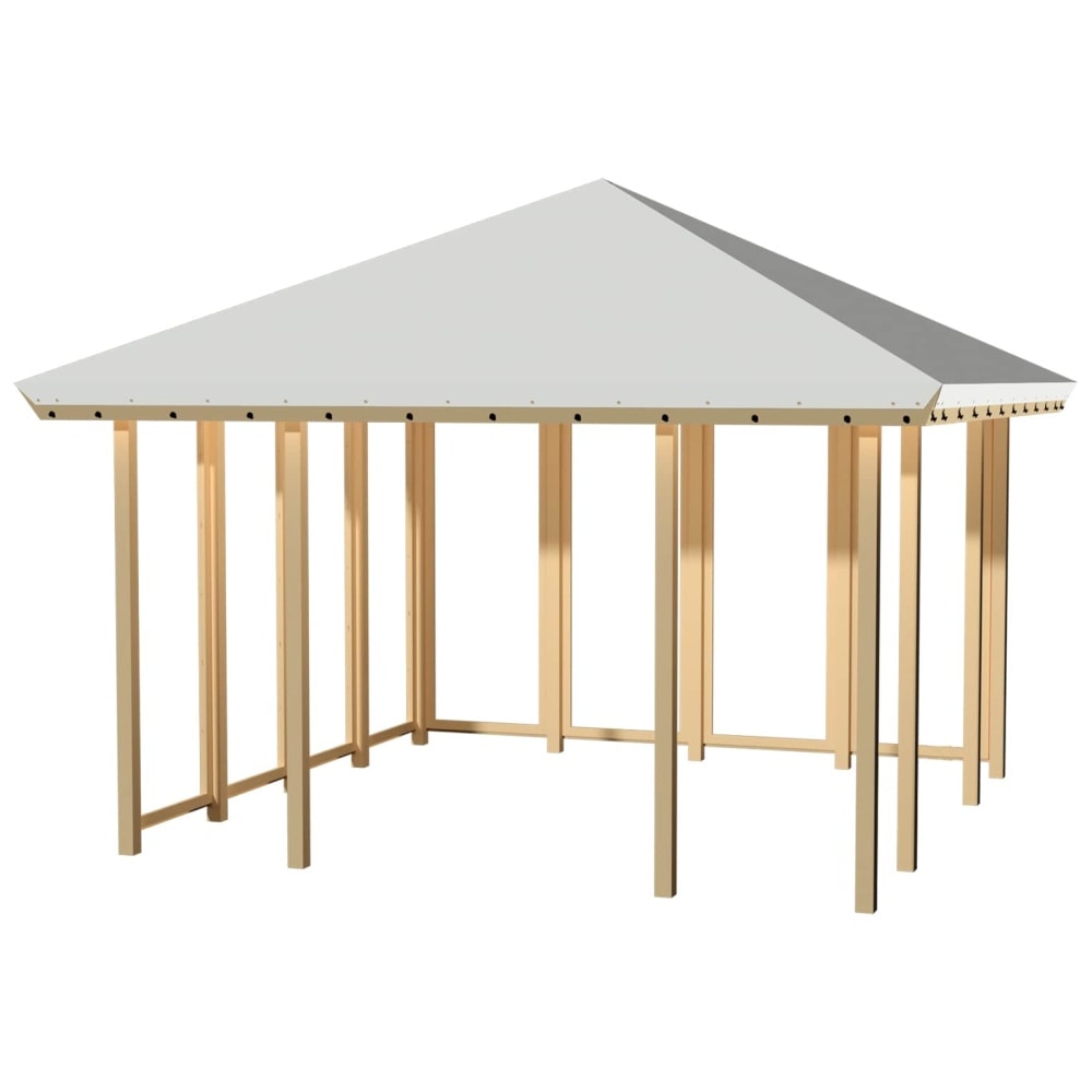 Plus Pavillon Model 2 lukket 2 sider i træ med hvid tagdug