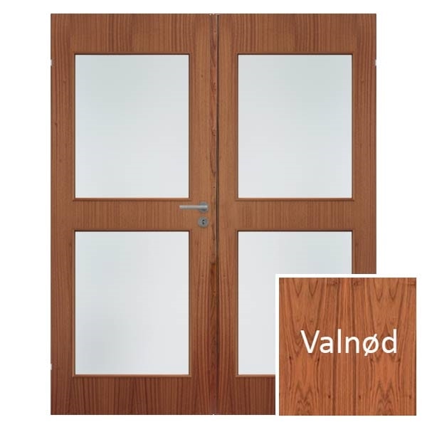 Swedoor Easy Nature G03+G03 40 mm valnød dør m. glas 72,5+72,5x194 cm (15x20)