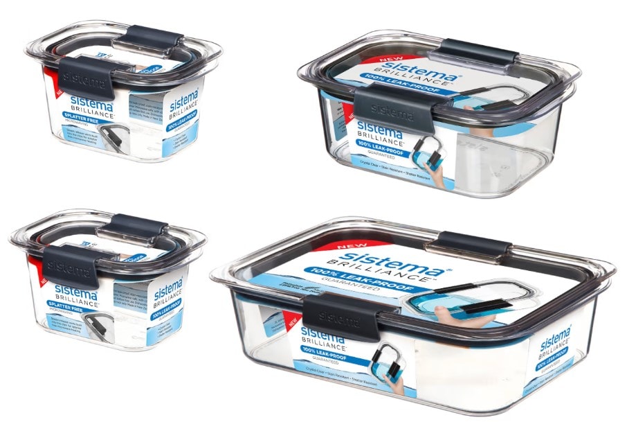 Sistema Brilliance bokssæt 2 x Small 380 ml + 1 x Medium 920 ml + 1 x Large 2L