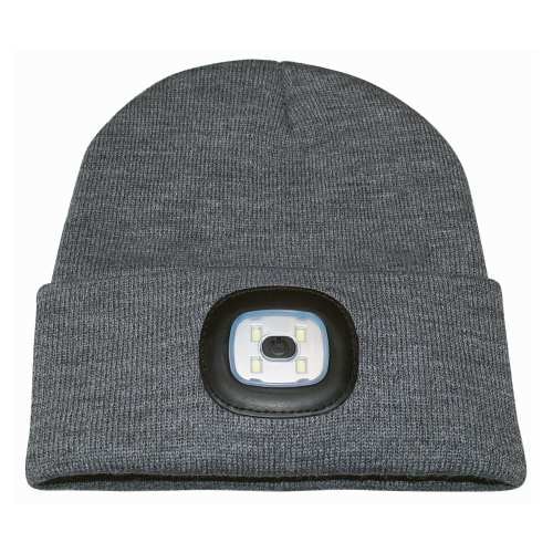 Ryom strikhue med genopladelig batteri hvidt forlys og rødt baglys