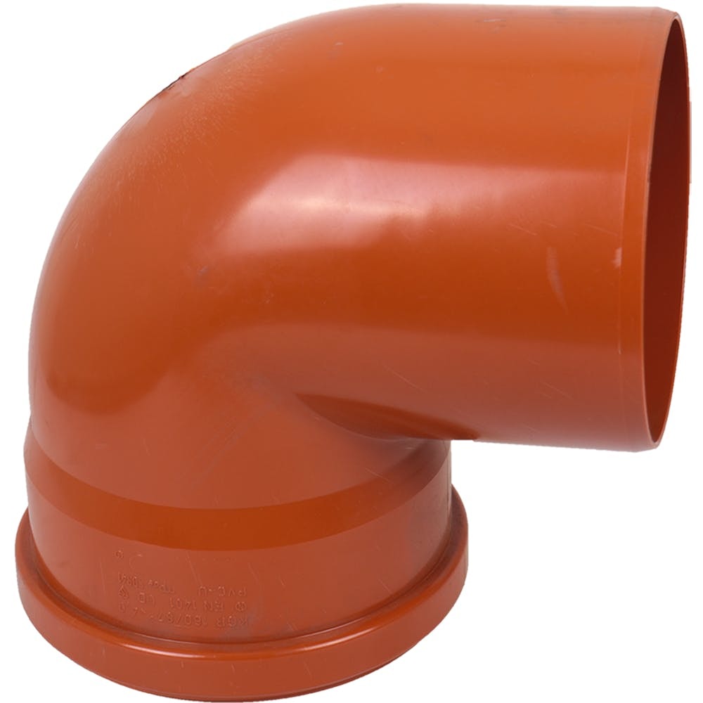 110 mm x 87 gr PVC kloakbøjning med fast gummiring