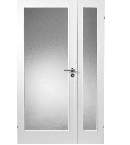 Swedoor Easy GW1+GW1 40 mm hvid dobbeltdør m. glas 82,5+39,8x194 cm (13x20)