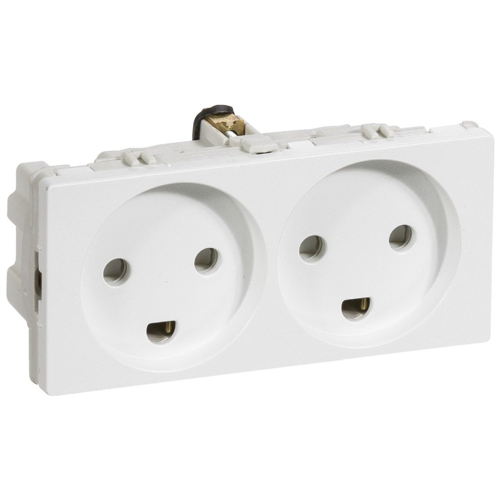 LK Fuga dobbelt stikkontakt hvid 2-pol med jord 2 modul