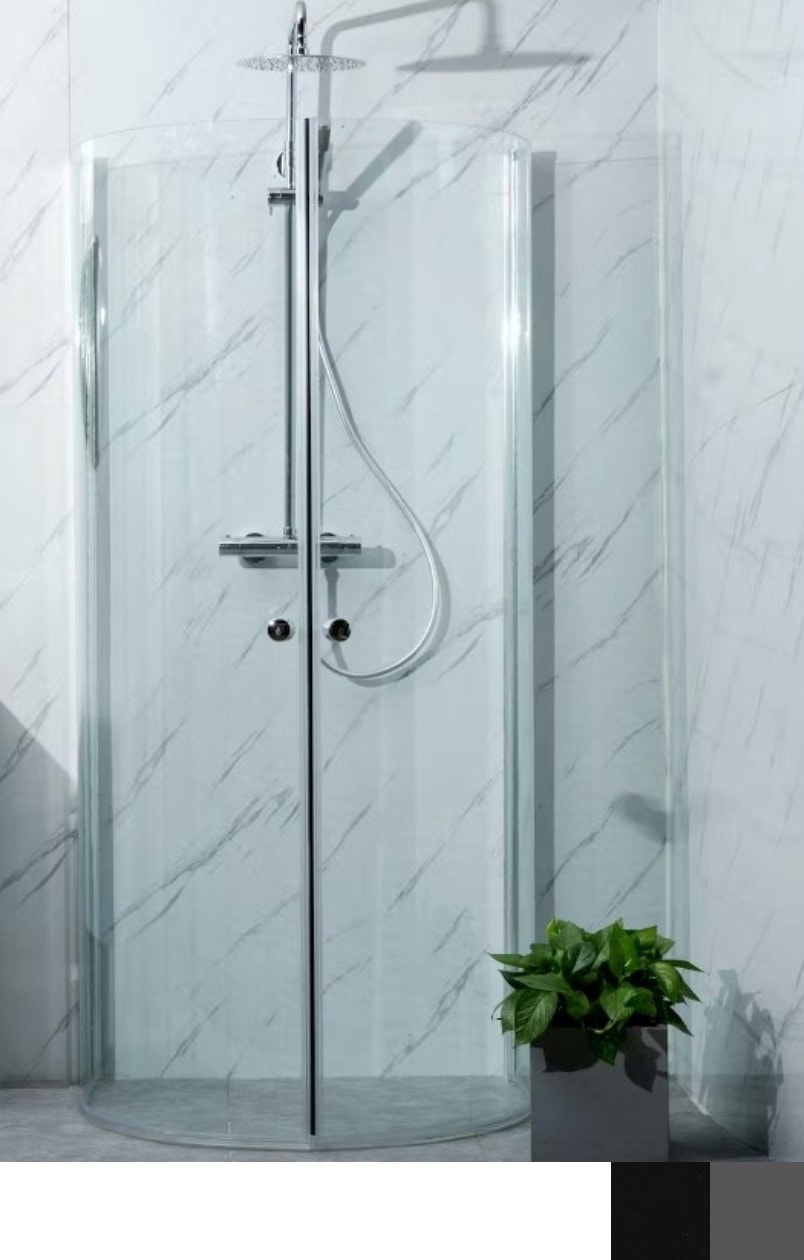 Bathlife Mitt Sort brusehjørne med klar glas, til lige væg 930 x 780 mm