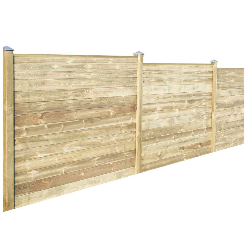 Hortus profilhegn 5 fag med flad topprofil og 6 stolper 170 x 1054 cm