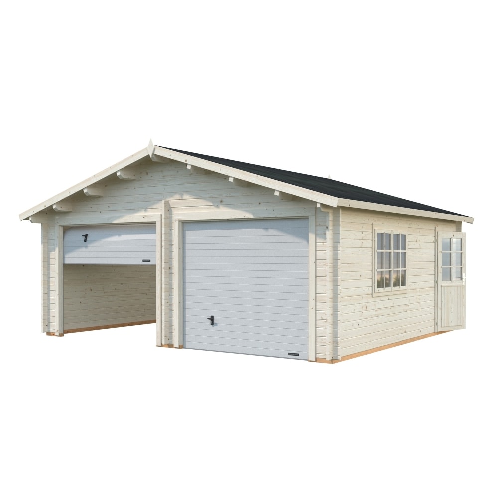 Palmako Roger garage hvid grundbehandlet med ledhejseport 28,4 m2 - Garage / Carport / Redskabsskur, Udemiljø