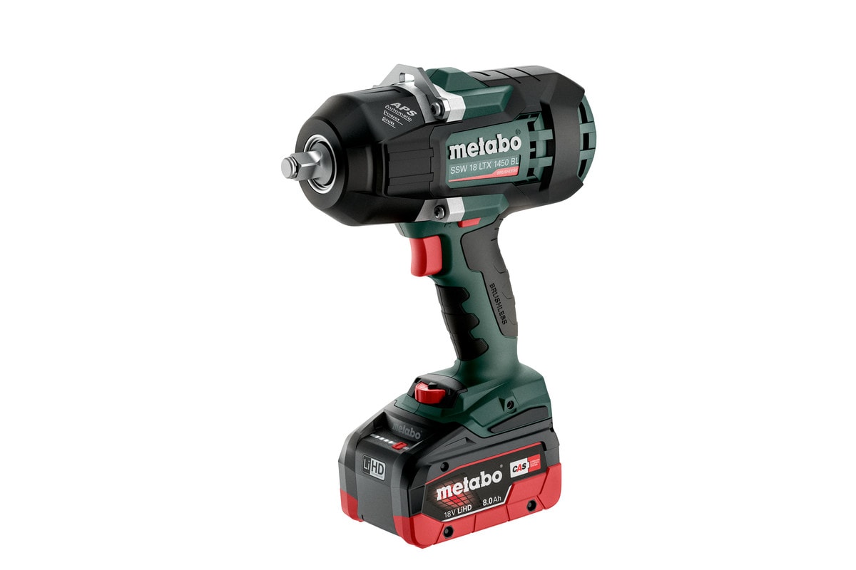 Metabo slagnøgle SSW 18 LTX 1450 BL 1/2" med 2x8Ah batterier og lader