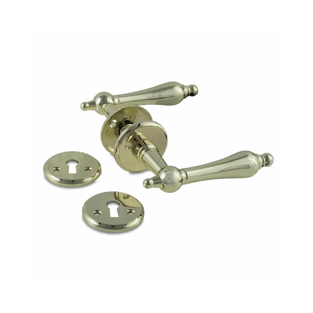 Jasa Husmand dørgreb i messing inkl. nøgleskilt Ø20 mm