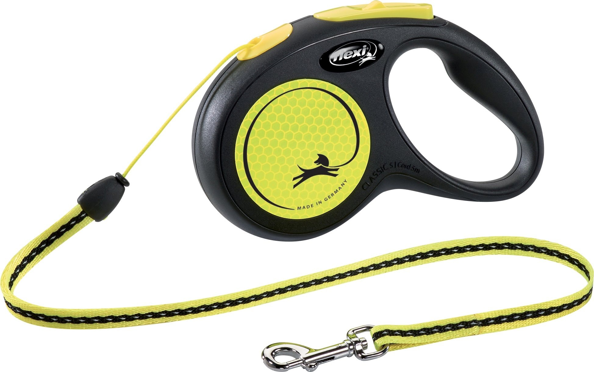 Flexi New Neon XS hundesnor i gul og sort 3 meter op til 8 kg