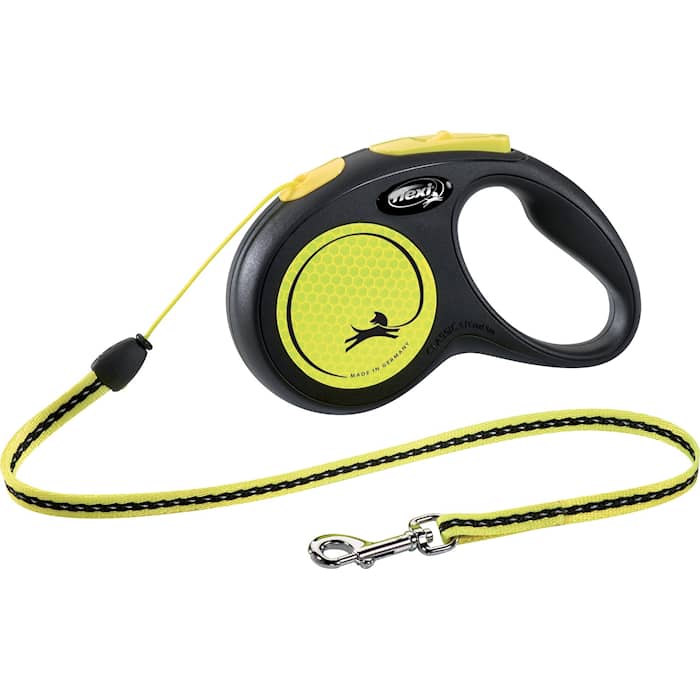 Flexi New Neon XS hundesnor i gul og sort 3 meter op til 8 kg