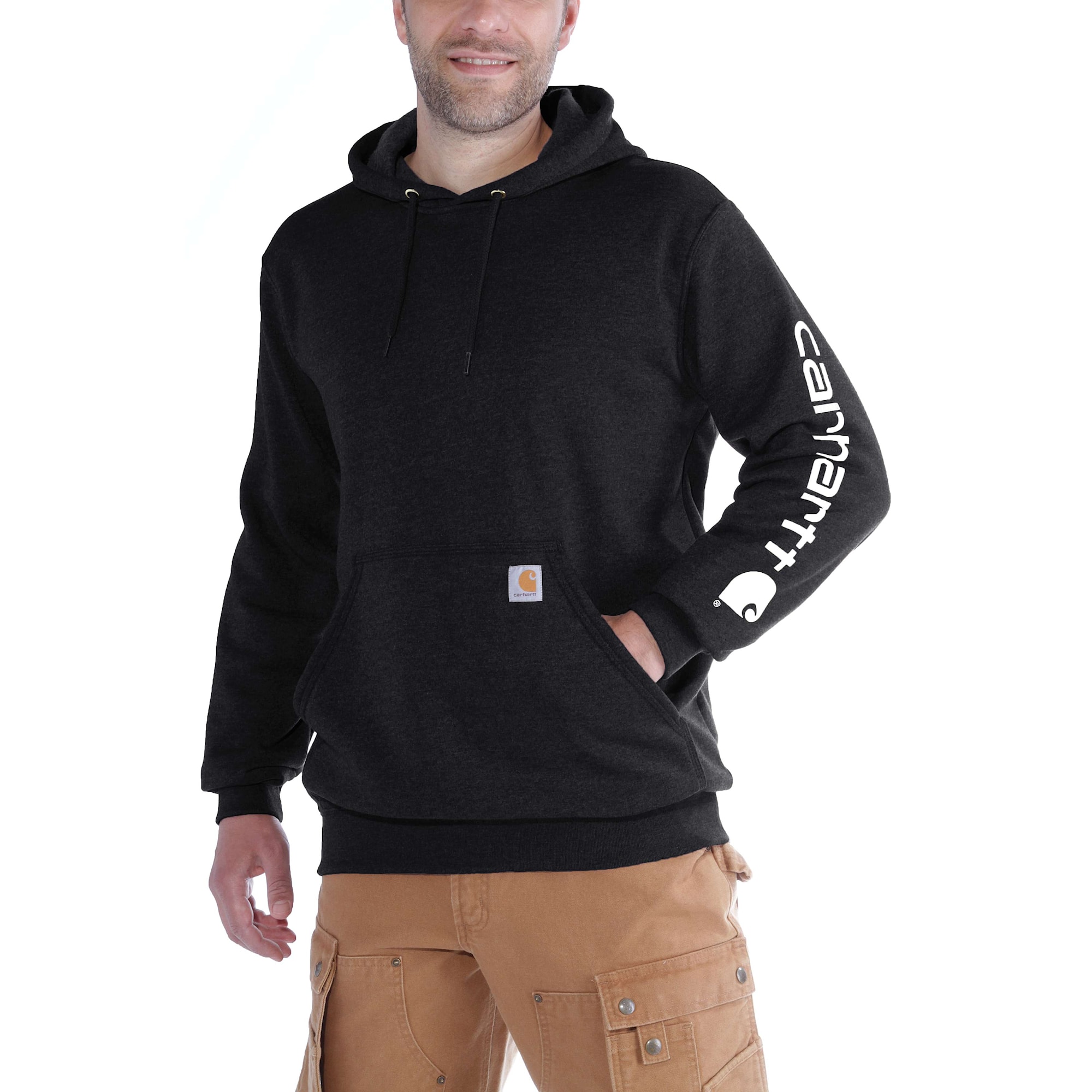 Carhartt Sleeve logo Hoodie Men Black XS