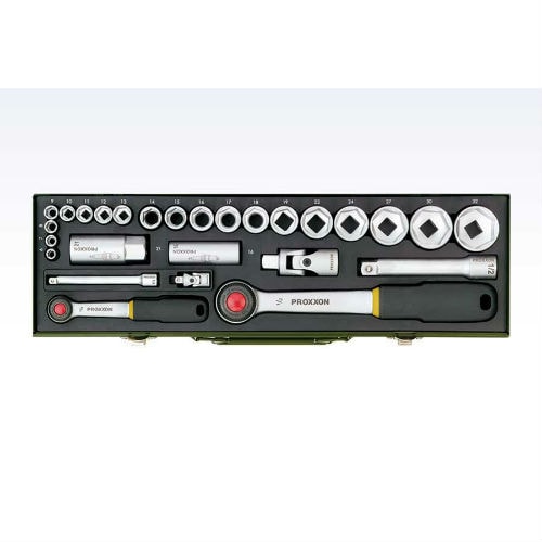 Proxxon topnøglesæt med 1/2" og 1/4" skralder