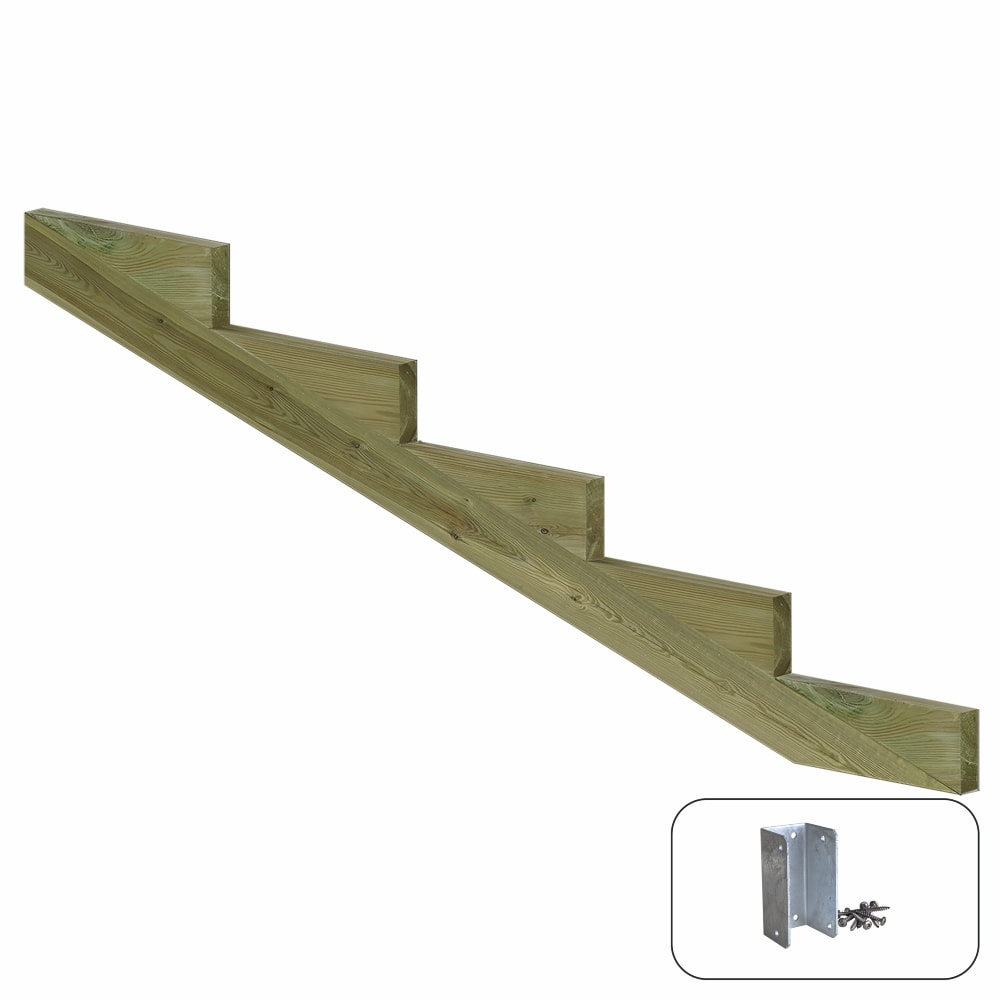 Plus trappevange 5 trin trykimprægneret træ trindybde 39 cm