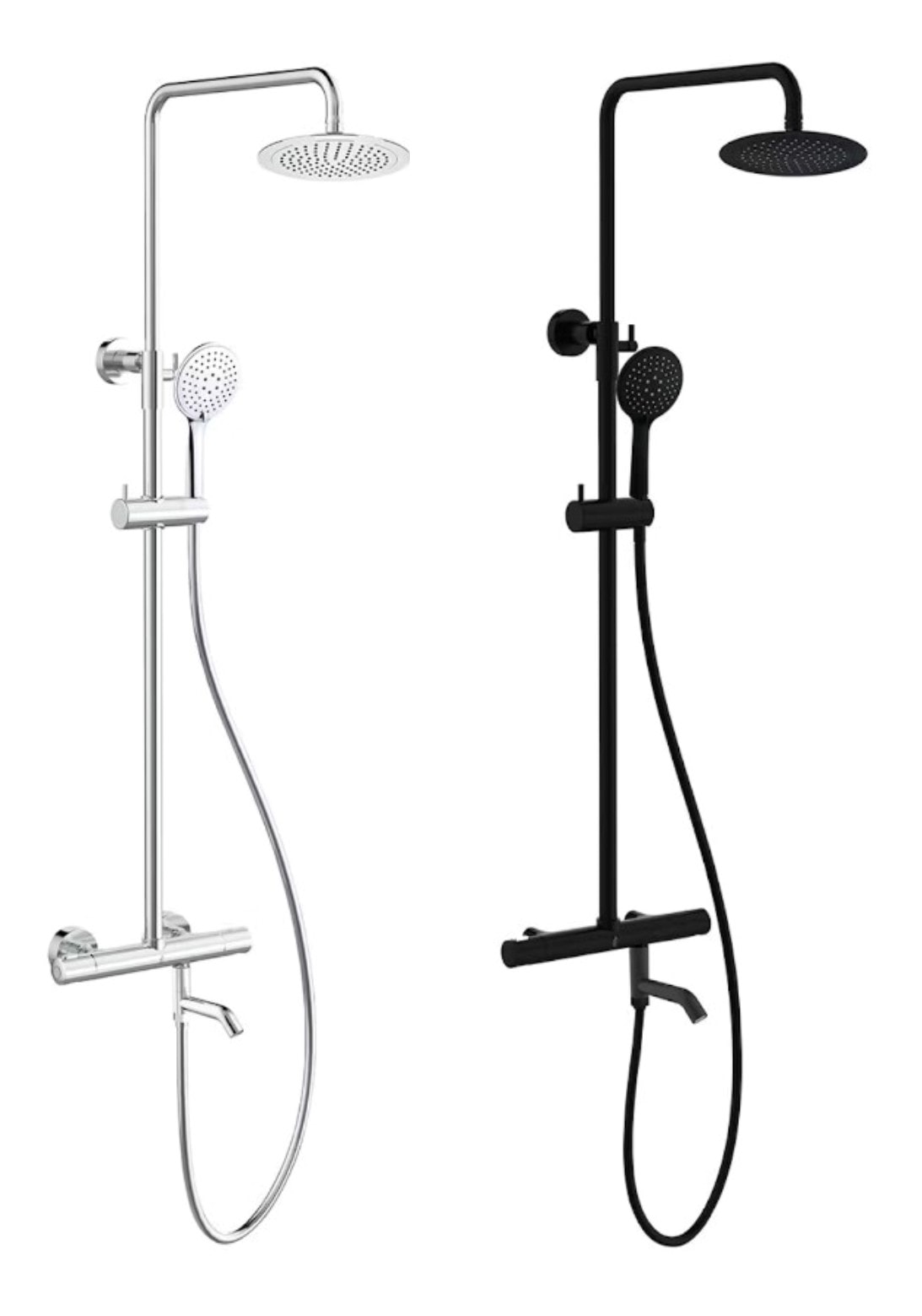 Bathlife Brusa brusesystem sort med kartud og hovedbruser Ø240 mm