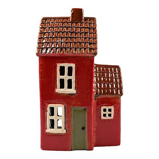 Det Gamle Apotek Nautical keramisk hus til fyrfadslys rød H24 x B10 x D7 cm
