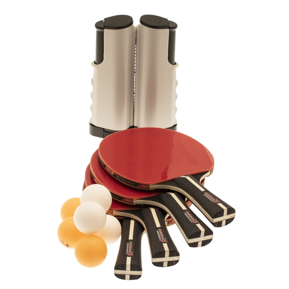 Nordic Games bordtennissæt med justerbart net, 4 bat og 6 bolde