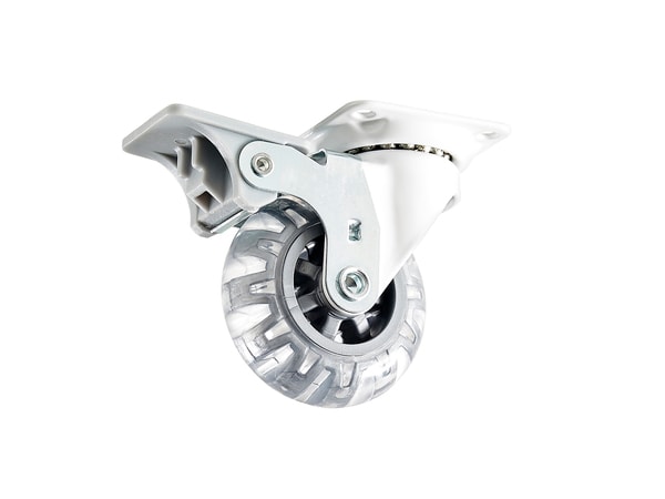 Møbelhjul m/plade/bremse hvid 50 mm