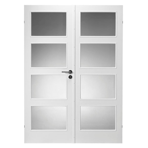 Swedoor Stable GW4+GW4, 40 mm massiv dør m/ glas HVID 82,5+82,5 x204 cm (17x21)
