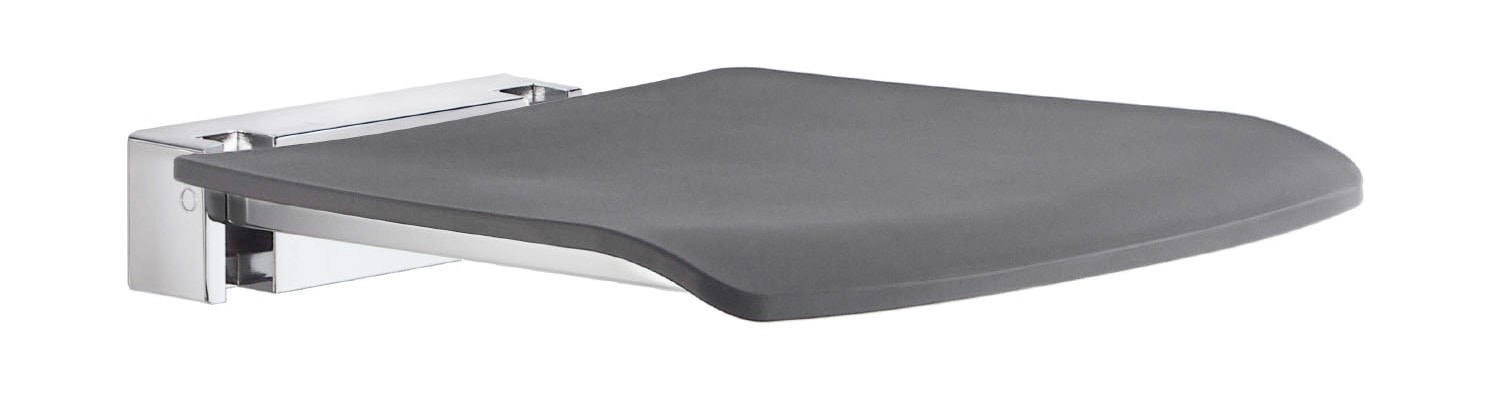 Smedbo Living klapsæde mørk grå/krom til væg 371 x 320 mm