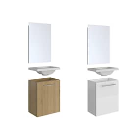 Allibert Belem Pack badmøbelpakke i hvid højglans 40 cm med vask og spejl