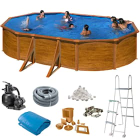 Swim & Fun Basic pool oval 500 x 300 x 120 cm i trælook 14.550 liter